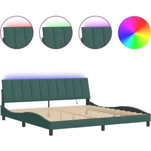 vidaXL Cadru de pat verde închis cu lumini LED - Tipul de pat vidaXL Cadru de pat verde închis cu lumini LED - Tipul de pat