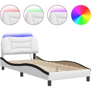 vidaXL Bed Frame with LED Lights - 80x200 cm Faux Leather, Black & White vidaXL Bed Frame with LED Lights - 80x200 cm Faux Leather, Black & White