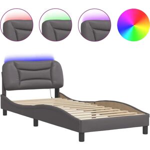 vidaXL Structure de lit avec lumières LED Gris 90x200 cm Simili cuir - Structure de lit - Publicité vidaXL Structure de lit avec lumières LED Gris 90x200 cm Simili cuir - Structure de lit - Publicité