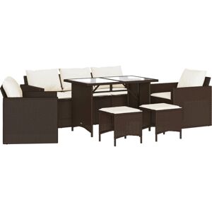 vidaXL 6-tlg. Garten-Sofagarnitur mit Kissen - Braun - Outdoor-Möbelset vidaXL 6-tlg. Garten-Sofagarnitur mit Kissen - Braun - Outdoor-Möbelset