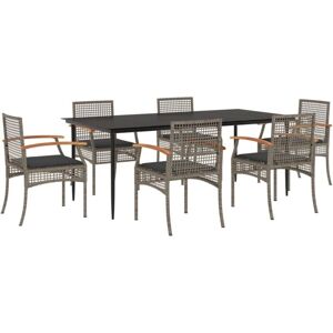 VIDAXL Garden Dining Set - Grey, 7 Pieces with Cushions VIDAXL Garden Dining Set - Grey, 7 Pieces with Cushions