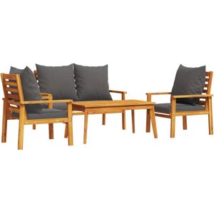 vidaXL Gartenmöbel-Set - Braun & Grau, 4 Stück vidaXL Gartenmöbel-Set - Braun & Grau, 4 Stück