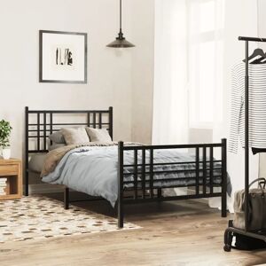 vidaXL Metal Bed Frame with Headboard - Bed Type: Bed Frame, Color: Black, Size: 107x203 cm vidaXL Metal Bed Frame with Headboard - Bed Type: Bed Frame, Color: Black, Size: 107x203 cm