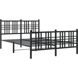 vidaXL Metal Bed Frame Black 120x190 cm - Bed Frame with Headboard and Footboard vidaXL Metal Bed Frame Black 120x190 cm - Bed Frame with Headboard and Footboard