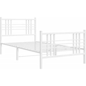 vidaXL Metal Bed Frame White 90x200 cm - Bed Frame with Headboard & Footboard vidaXL Metal Bed Frame White 90x200 cm - Bed Frame with Headboard & Footboard