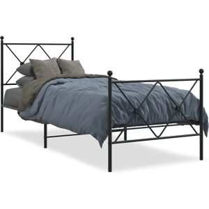 Cadre de Lit vidaXL - Noir - 75x190 cm - Métal - Modèle 376492 Cadre de Lit vidaXL - Noir - 75x190 cm - Métal - Modèle 376492