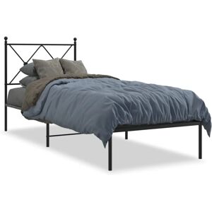 Cadre de lit vidaXL - 80x200 cm, noir, métal, avec tête de lit Cadre de lit vidaXL - 80x200 cm, noir, métal, avec tête de lit