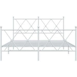 VidaXL Metal Bed Frame - White, 140x190 cm, with Headboard & Footboard VidaXL Metal Bed Frame - White, 140x190 cm, with Headboard & Footboard