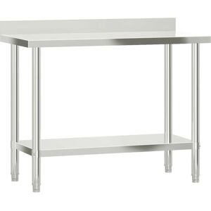 vidaXL Stainless Steel Kitchen Work Table with Backsplash - 110x55x93 cm vidaXL Stainless Steel Kitchen Work Table with Backsplash - 110x55x93 cm