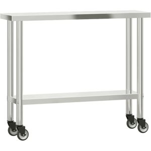 vidaXL Stainless Steel Kitchen Work Table with Wheels - Kitchen Work Table vidaXL Stainless Steel Kitchen Work Table with Wheels - Kitchen Work Table