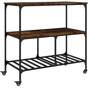 vidaXL Kitchen Trolley - Engineered Wood - Smoked Oak - 100x50x95 cm - Kitchen Trolley vidaXL Kitchen Trolley - Engineered Wood - Smoked Oak - 100x50x95 cm - Kitchen Trolley