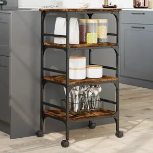 vidaXL Kitchen Trolley Smoked Oak - Engineered Wood - 45x35x89.5 cm - Kitchen Trolley vidaXL Kitchen Trolley Smoked Oak - Engineered Wood - 45x35x89.5 cm - Kitchen Trolley
