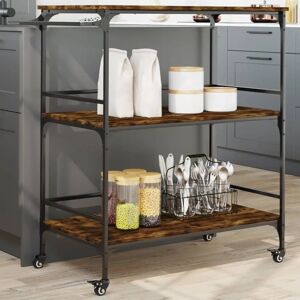 vidaXL Kitchen Trolley Smoked Oak 100.5x50x105 cm Engineered Wood - Kitchen Trolley vidaXL Kitchen Trolley Smoked Oak 100.5x50x105 cm Engineered Wood - Kitchen Trolley