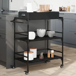 vidaXL Kitchen Trolley - Black Engineered Wood - 81.5x41x92.5 cm vidaXL Kitchen Trolley - Black Engineered Wood - 81.5x41x92.5 cm