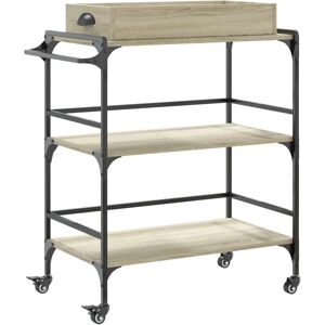 vidaXL Kitchen Trolley Sonoma Oak - Durable engineered wood, large storage, movable vidaXL Kitchen Trolley Sonoma Oak - Durable engineered wood, large storage, movable