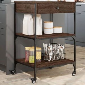 vidaXL Kitchen Trolley - Engineered Wood - Brown Oak - 60x48x89.5cm - Kitchen Trolley vidaXL Kitchen Trolley - Engineered Wood - Brown Oak - 60x48x89.5cm - Kitchen Trolley
