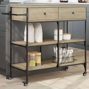 vidaXL Sonoma Oak Kitchen Trolley - Durable Storage Cart vidaXL Sonoma Oak Kitchen Trolley - Durable Storage Cart