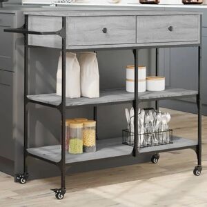 vidaXL Kitchen Trolley Grey Sonoma 105x42x95 cm Engineered Wood - Kitchen Trolley vidaXL Kitchen Trolley Grey Sonoma 105x42x95 cm Engineered Wood - Kitchen Trolley