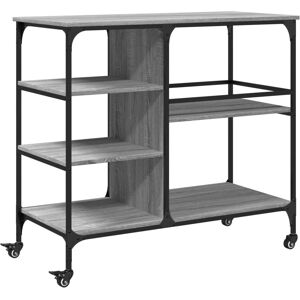 vidaXL Kitchen Trolley Grey Sonoma Engineered Wood - Kitchen Trolley, Grey vidaXL Kitchen Trolley Grey Sonoma Engineered Wood - Kitchen Trolley, Grey