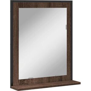 vidaXL Bathroom Mirror with Shelf Brown Oak - Bathroom Mirror vidaXL Bathroom Mirror with Shelf Brown Oak - Bathroom Mirror