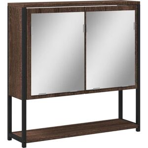 vidaXL Bathroom Mirror Cabinet Brown Oak Wall Mounted - Bathroom Furniture vidaXL Bathroom Mirror Cabinet Brown Oak Wall Mounted - Bathroom Furniture