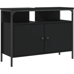 vidaXL Black Engineered Wood Bathroom Sink Cabinet Vanity Unit - Bathroom Sink Cabinet vidaXL Black Engineered Wood Bathroom Sink Cabinet Vanity Unit - Bathroom Sink Cabinet
