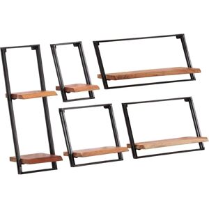 vidaXL Wall Shelves - 5 pcs. Rustic Acacia Wood - Wall Storage vidaXL Wall Shelves - 5 pcs. Rustic Acacia Wood - Wall Storage