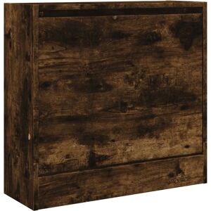 vidaXL Smoked Oak Shoe Cabinet - 4 Flip-Drawers Compact Storage vidaXL Smoked Oak Shoe Cabinet - 4 Flip-Drawers Compact Storage