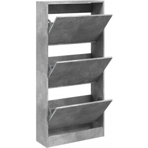 vidaXL Concrete Grey Shoe Cabinet 60x21x125.5 cm with 4 Flip-Drawers vidaXL Concrete Grey Shoe Cabinet 60x21x125.5 cm with 4 Flip-Drawers