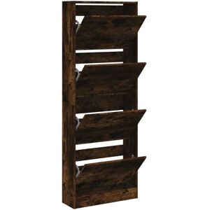 vidaXL Smoked Oak Shoe Cabinet 60x21x163.5 cm vidaXL Smoked Oak Shoe Cabinet 60x21x163.5 cm