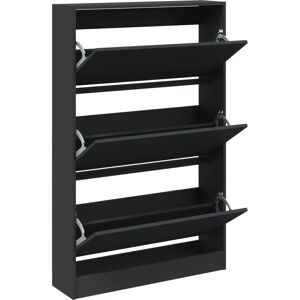 vidaXL Black Engineered Wood Shoe Cabinet - Shoe Cabinet vidaXL Black Engineered Wood Shoe Cabinet - Shoe Cabinet