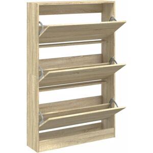 vidaXL Sonoma Oak Shoe Cabinet - 4 Flip-Drawers, 80x21x125.5 cm vidaXL Sonoma Oak Shoe Cabinet - 4 Flip-Drawers, 80x21x125.5 cm