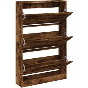 vidaXL Smoked Oak Shoe Cabinet - Shoe Storage with 4 Flip-Drawers vidaXL Smoked Oak Shoe Cabinet - Shoe Storage with 4 Flip-Drawers