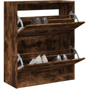 vidaXL Smoked Oak Shoe Cabinet - Shoe Storage with 4 Flip-Drawers vidaXL Smoked Oak Shoe Cabinet - Shoe Storage with 4 Flip-Drawers