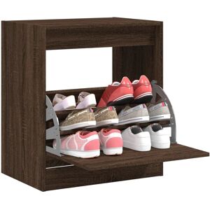 vidaXL Brown Oak Shoe Cabinet - 4 Flip-Drawers - Shoe Storage vidaXL Brown Oak Shoe Cabinet - 4 Flip-Drawers - Shoe Storage