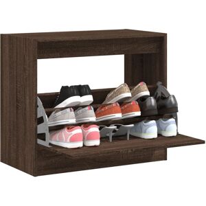 vidaXL Shoe Cabinet Brown Oak 80x42x69 cm Engineered Wood - Shoe Storage vidaXL Shoe Cabinet Brown Oak 80x42x69 cm Engineered Wood - Shoe Storage