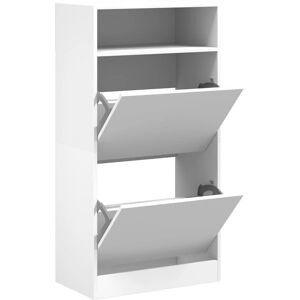 vidaXL 60x34x116 cm White Shoe Cabinet with 2 Flip-Drawers - Shoe Storage vidaXL 60x34x116 cm White Shoe Cabinet with 2 Flip-Drawers - Shoe Storage