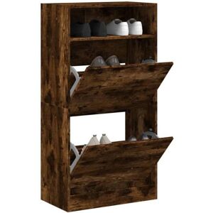 vidaXL Smoked Oak Shoe Cabinet - 2 Flip-Drawers, 60x34x116 cm vidaXL Smoked Oak Shoe Cabinet - 2 Flip-Drawers, 60x34x116 cm