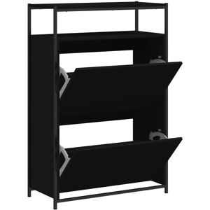 vidaXL Black 75x34x112 cm Shoe Cabinet with 4 Flip-Drawers - Shoe Storage vidaXL Black 75x34x112 cm Shoe Cabinet with 4 Flip-Drawers - Shoe Storage