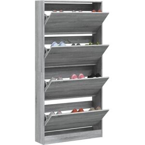 vidaXL Grey Sonoma Shoe Cabinet with 4 Flip-Drawers - Shoe Storage Cabinet vidaXL Grey Sonoma Shoe Cabinet with 4 Flip-Drawers - Shoe Storage Cabinet