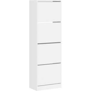 vidaXL White Shoe Cabinet with 4 Flip-Drawers - Shoe Storage vidaXL White Shoe Cabinet with 4 Flip-Drawers - Shoe Storage