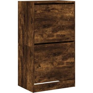 vidaXL Smoked Oak Shoe Cabinet - 2 Flip-Drawers - 60x42x108 cm vidaXL Smoked Oak Shoe Cabinet - 2 Flip-Drawers - 60x42x108 cm