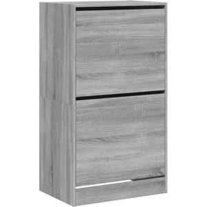 vidaXL Grey Sonoma Shoe Cabinet with 2 Flip-Drawers - Shoe Storage Furniture vidaXL Grey Sonoma Shoe Cabinet with 2 Flip-Drawers - Shoe Storage Furniture