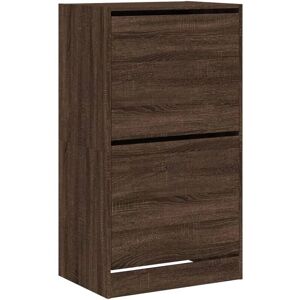vidaXL Brown Oak Shoe Cabinet with 2 Flip-Drawers - Shoe Storage, 60x42x108 cm vidaXL Brown Oak Shoe Cabinet with 2 Flip-Drawers - Shoe Storage, 60x42x108 cm