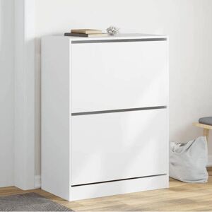 vidaXL White Shoe Cabinet 80x42x108 cm with 2 Flip-Drawers - Shoe Storage vidaXL White Shoe Cabinet 80x42x108 cm with 2 Flip-Drawers - Shoe Storage