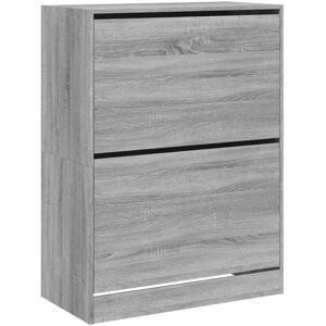 vidaXL Grey Sonoma Shoe Cabinet with 4 Flip-Drawers - Shoe Storage vidaXL Grey Sonoma Shoe Cabinet with 4 Flip-Drawers - Shoe Storage