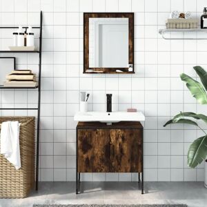 vidaXL Bathroom Cabinet Set 2 Piece Sink Smoked Oak - Bathroom Cabinet Set vidaXL Bathroom Cabinet Set 2 Piece Sink Smoked Oak - Bathroom Cabinet Set