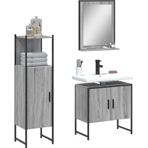 vidaXL Grey Sonoma Bathroom Cabinet Set 3 Piece Storage vidaXL Grey Sonoma Bathroom Cabinet Set 3 Piece Storage
