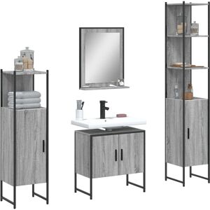 vidaXL Bathroom Cabinet Set 4-Piece Grey Sonoma Engineered Wood vidaXL Bathroom Cabinet Set 4-Piece Grey Sonoma Engineered Wood