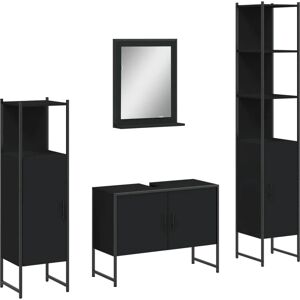 vidaXL Bathroom Cabinet Set 4 Piece Vanity Unit Cupboard Black vidaXL Bathroom Cabinet Set 4 Piece Vanity Unit Cupboard Black